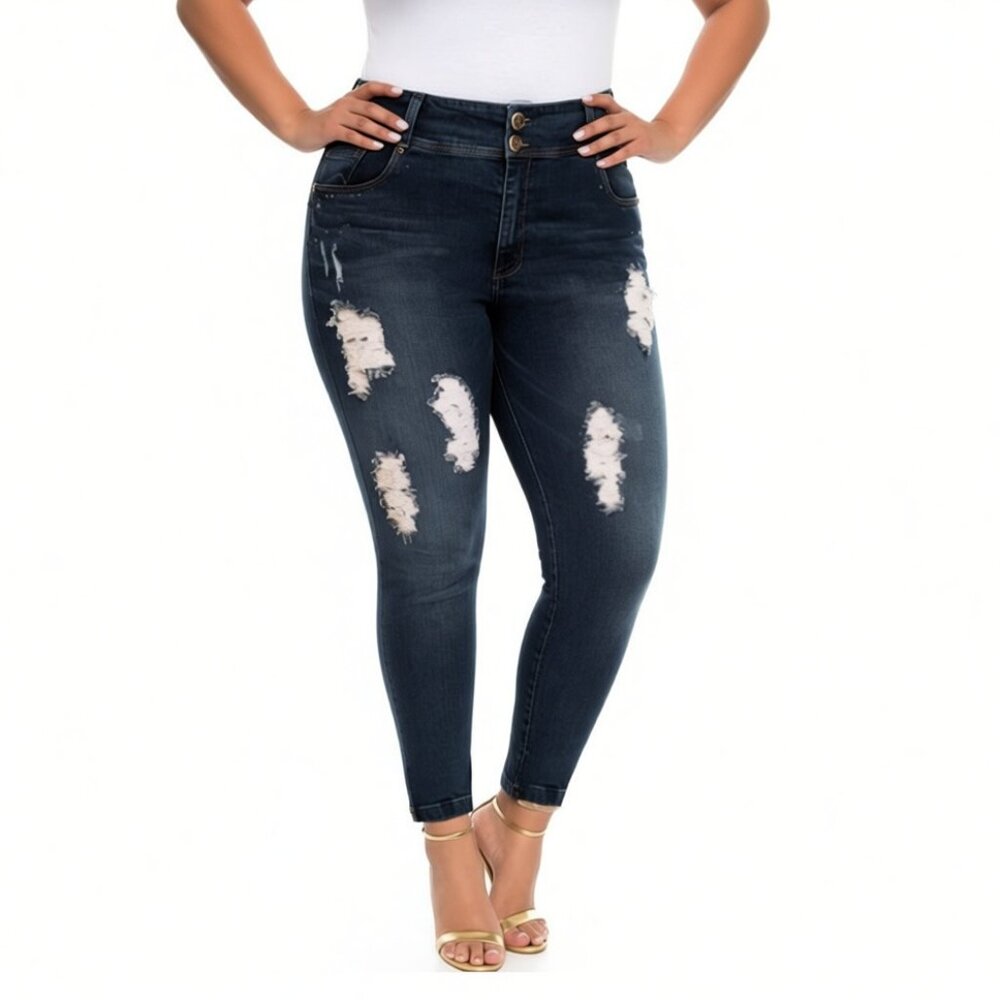 Booty enhancing Colombian jeans Curvy Size 18-19 Butt Lift 90s destroyed jeans